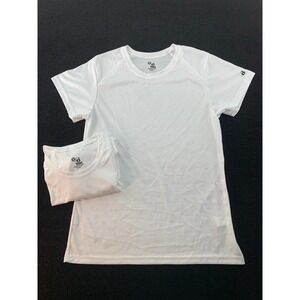 Lot of 2 Badger Sport Ladies White Short Sleeve Athletic T-Shirt Size S